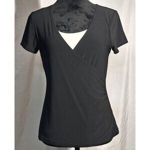 B-Slim Wrap-Around Top, Black and White, Small